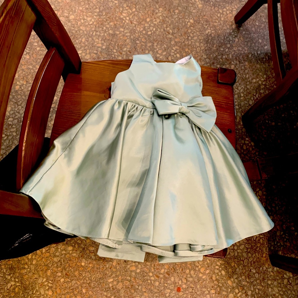 Sage green flower girl dress, fits size 18-24m. Boutique purchased.